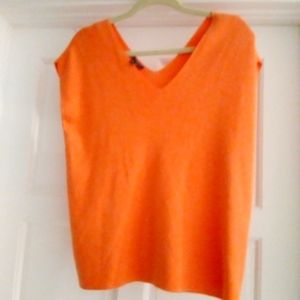 Orange knit TALBOTS Petites v-neck top